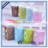 Innovation High Quality Oem Ceramic Ice Cream Coffee Mug With Handle and Straw thumbnail-1