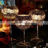 Candle Jars Wholesale Mosaic Goblet Long Stem Glass Candlestick Holders for Wholesales