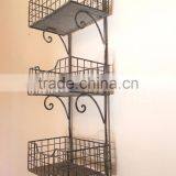 Rustic French Vintage Industrial Style Triple Metal Shelf Unit for Home&garden thumbnail-3