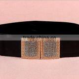 Wholesale Luxury Rhinestone Paved Ring Type Alloy Buckle Wide PU Waist Belt thumbnail-3