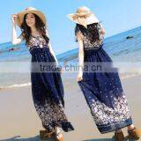 2016 Women Long Boho Maxi s Chiffon Floral Seaside Dress Summer Beach Dresses Wholesale thumbnail-3