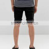 High Quality Custom Five Pockets Men's Black Slim Fit 100% Cotton Stretch Denim Breathable Concealed Fly Casual Shorts Pants thumbnail-2