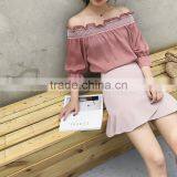 MAXNEGIO Latest Chiffon Strapless Flare Sleeve Blouse Top thumbnail-2