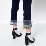 Ladies Denim Jeans Trouser Bottom With Embroidery Pattern thumbnail-4