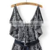 Runwaylover EY2382B Sexy Deep V-Neck 2017 Ladies Falbala Crop Tops thumbnail-4