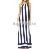 Sleeveless Stripe Long Chiffon Dress Guangzhou Clothing Manufacture With Good Quanlity thumbnail-1