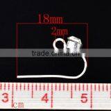 Earwire, With Loop Clear Rhinestone, Copper, Silver Plated, 18x10mm. 5 Pairs thumbnail-2
