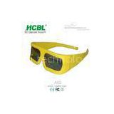 Yellow Large Frame Girls Read 3D Glasses For Movie / TV With Logo Printing