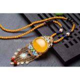 Neffly Jewelry Natural Beeswax Yellow Chanterelles 4 mm With S925 Silver Necklace Inlaid Yellow Chalcedony Bluing Accessories With Blood Amber Beads, Lapis Lazuli, Nam Hung, thumbnail-2