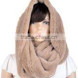 Champagne Faux Rabbit Fur Loop Neck Warm Winter Infinity Scarf thumbnail-1