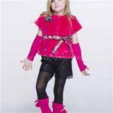 Beautiful Girls Kids Short Sleeve Soft Faux Fur Jacket Coat With Blet Outwear For Baby Girls