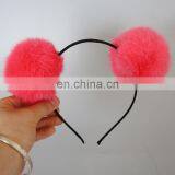 Fur Pompom Hair Bands for Girl Lady Fashion Style Real Fur Ball Accessory thumbnail-2