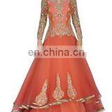 Peach Color Crystal Indo Western Gown 2016-2017