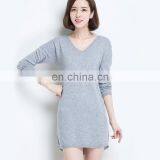 Good Quality Fashion Slim Fit v Neck Custom Knitted Pure Color Womens Pullover 100% Cashmere Sweater Factory thumbnail-3