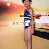 Dotted and Striped Print One Piece Beautiul Girls Child Swimwear thumbnail-3