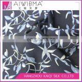 Hangzhou Floral Print Silk Crepe de Chine/silk CDC/silk Crepe Fabric With Navy Blue Color thumbnail-2