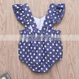 2019 Summer Denim Blue Dot Full Print Infant Rompers Kids Cotton Bodysuits Fly Sleeved Jumpsuits 0-2years thumbnail-2