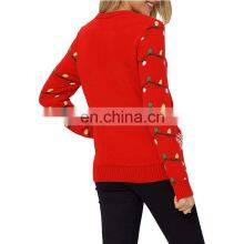 Women's Christmas Tree Themed Knitted Holiday Sweater Girl Pullover thumbnail-4