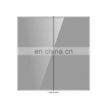 10A/16A 250V 2 Switch Panel Gray Black Gold Glass Panel Multi-directional Electrical Wall Socket Plug Switch