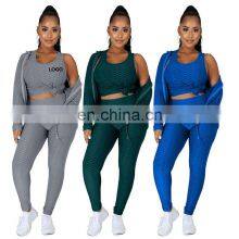 Customized LOGO Valentine's Day Clothes New Spring and Autumn Hooded Zipper Plus Size Sweater Sports Three-piece Yoga Set thumbnail-1