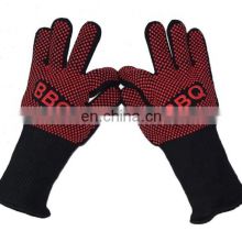 350 Degree Double Layer Cotton Lined Silicone Heat Resistant Gloves, BBQ Gloves