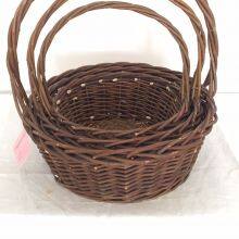 Customized Willow Storage Basket Round Shape Storage With Handle for Flower thumbnail-3