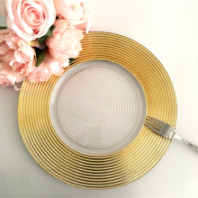 Classical Cheap 13 Inches Silver Rimmed Glass Under Plates Wedding Decorative Charger Plates thumbnail-4