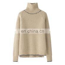 Women's 100% Cashmere Sweater New Style Chunky Knit With Raglan Sleeve and Turtleneck Elegant & Comfortable thumbnail-1