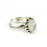 White Winter Rainbow Moonstone 925 Sterling Silver Ring thumbnail-1