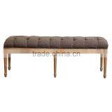 French European Style Fabric Stool Antique Bed End Ottoman thumbnail-1