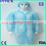 Surgical Disposable Lab Coats With Zipper and Elastic Cuff