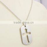 Engraved Cross Dog Tags Fashion Pendant Necklace thumbnail-6