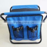 Foldable fishing stool with cooler bag