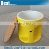 yellow color glazed japanese ceramic cups