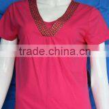 V Neck Hand Sewn Beads Ladies Free Patterns of Blouse thumbnail-1