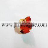 Red Cornelian Electroplated Ajustable Arrowhead Finger Rings thumbnail-1