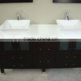 72" Glass Wash Basin Espresso Bathroom Vanity Cabinets thumbnail-6