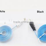 Mix Color Flashing Visible Luminous Smiling Face Micro USB Cable LED Glow Sync Data Charger Cables, Noodle Cables for Samsung thumbnail-3