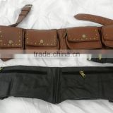 genuine leather travel pouch hip waist pockets belts/leather bum belt bags