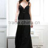 Glamorous Spaghetti Strap V-neck Ruffle Heavy beaded Evening Dresses