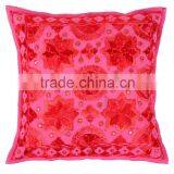 Indian Embroidered Cushion Cover Mirror Work Floral Pattern Outdoor Cushion Covers Supplier In India thumbnail-2