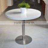 Glossy round marble acrylic solid surface table tops restuarant dining table