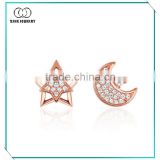 China manufacturer star and moon silver stud earring