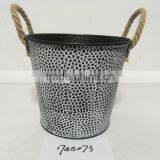 Black 10" French Decorative Powder Coated Galvanized Metal Flower Bucket for Home & Garden thumbnail-3