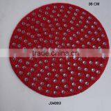 Glass Bead Place Mat in Red Colour With Big Transparent Beads Available in More Colours and Patterns