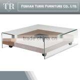 Modern Living Room Furniutre Glass Side Table With Wheels thumbnail-4