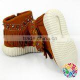 Children Boys And Girls Hard Sole Tassel Anke Boots Faux Suede Moccasin Shoes thumbnail-3