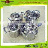 7pcs Double Bottom Stainless Steel Soup Pot Set With Silicone Handle and Combined Cover thumbnail-1