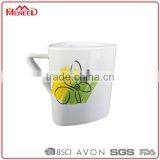 BPA Free Triangular Shape White Melamine Cup With Handle thumbnail-1