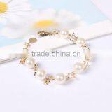 Gold Star Pearl Linked Bracelet Gold Chain Bracelet Elegant Dainty Bracelet thumbnail-2